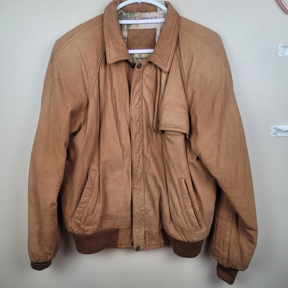 Vintage Marlboro Tan Leather Jacket size S - Picture 1 of 12
